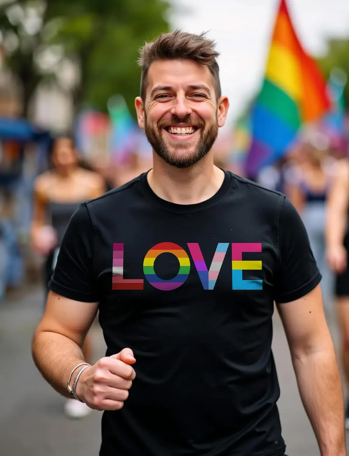 Tstars Love Pride Shirt for Men | LGBTQ Gifts - Gay Equality Rainbow Flag Mens Apparel