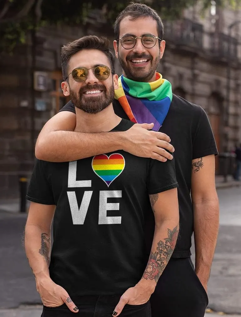 Tstars Love Pride Shirt for Men | LGBTQ Gifts - Gay Equality Rainbow Flag Mens Apparel