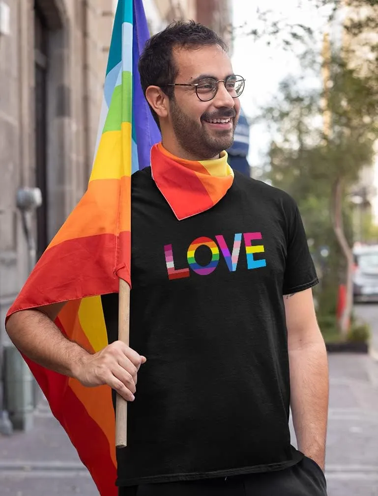 Tstars Love Pride Shirt for Men | LGBTQ Gifts - Gay Equality Rainbow Flag Mens Apparel