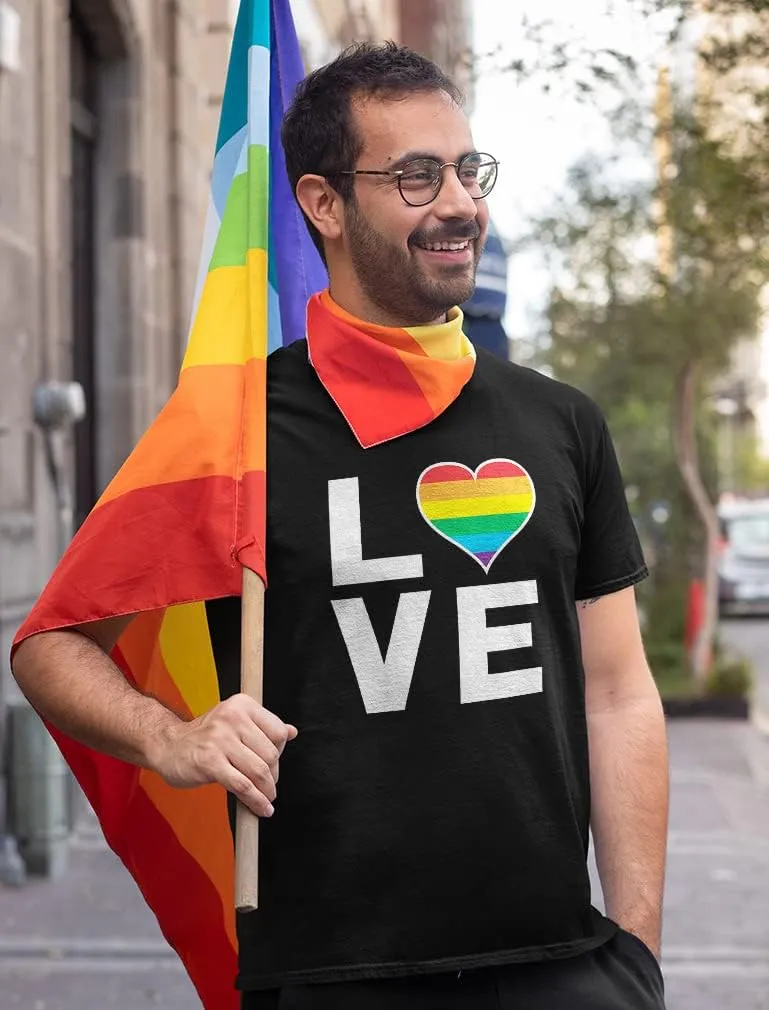 Tstars Love Pride Shirt for Men | LGBTQ Gifts - Gay Equality Rainbow Flag Mens Apparel