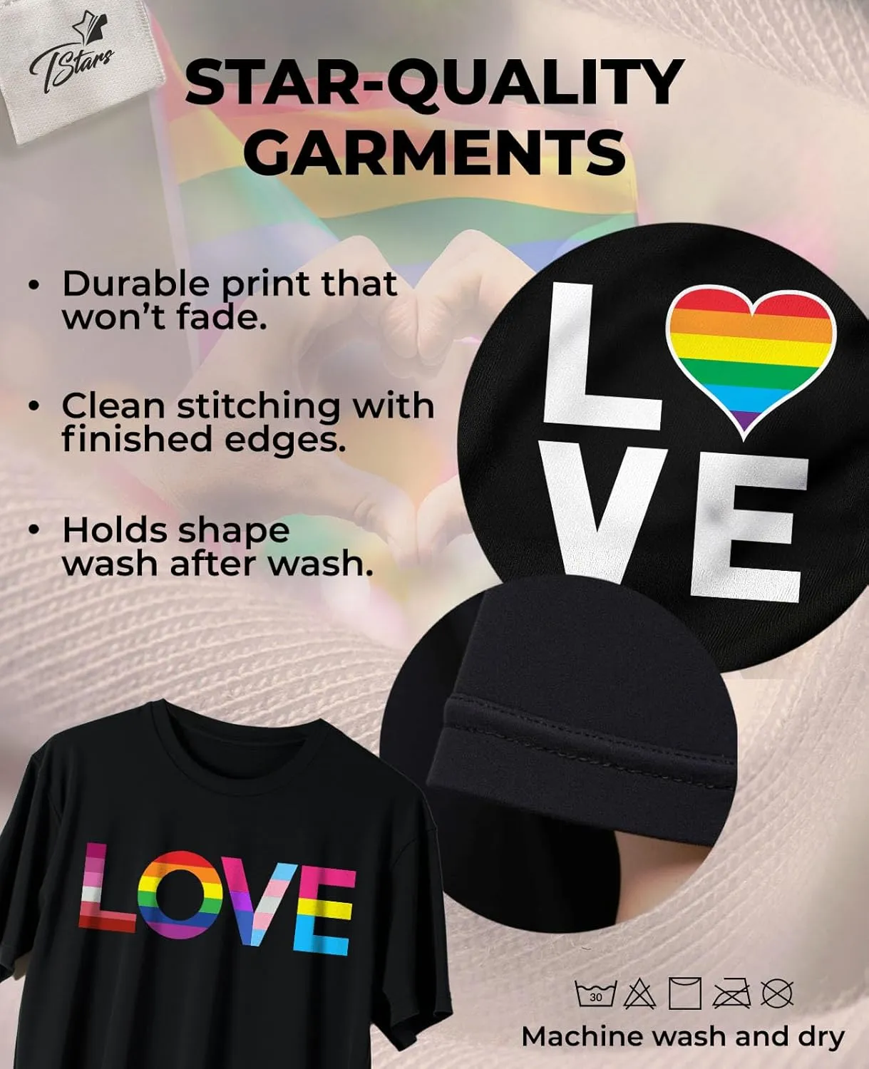 Tstars Love Pride Shirt for Men | LGBTQ Gifts - Gay Equality Rainbow Flag Mens Apparel