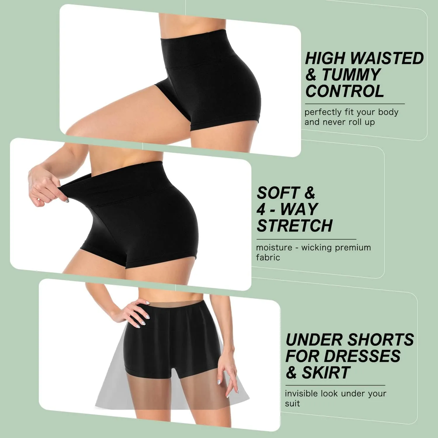 Women's 3"/5" High Waisted Biker Shorts - Spandex Yoga, Workout, Cycling, Volleyball, Dance | Athletic Booty Shorts