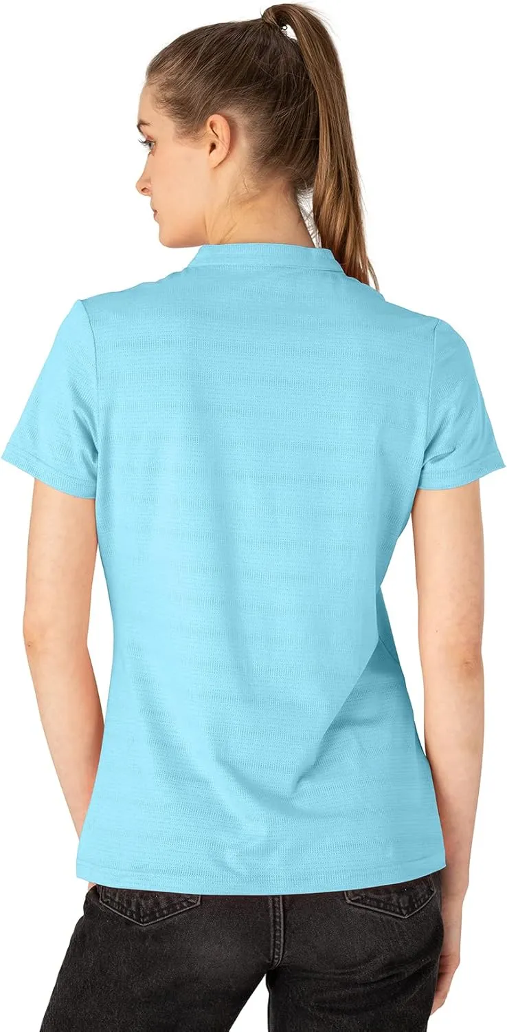 YSENTO Women's Dry Fit Golf Polo Shirts Tops Short Sleeve V Neck Collarless Apparel Shirts Clothes