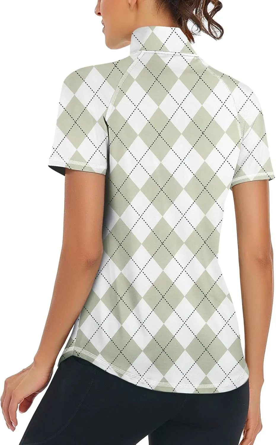 Zamowoty Women's Short Sleeve Golf Shirts 1/4 Zip Up Loose Yoga Running Workout Tops