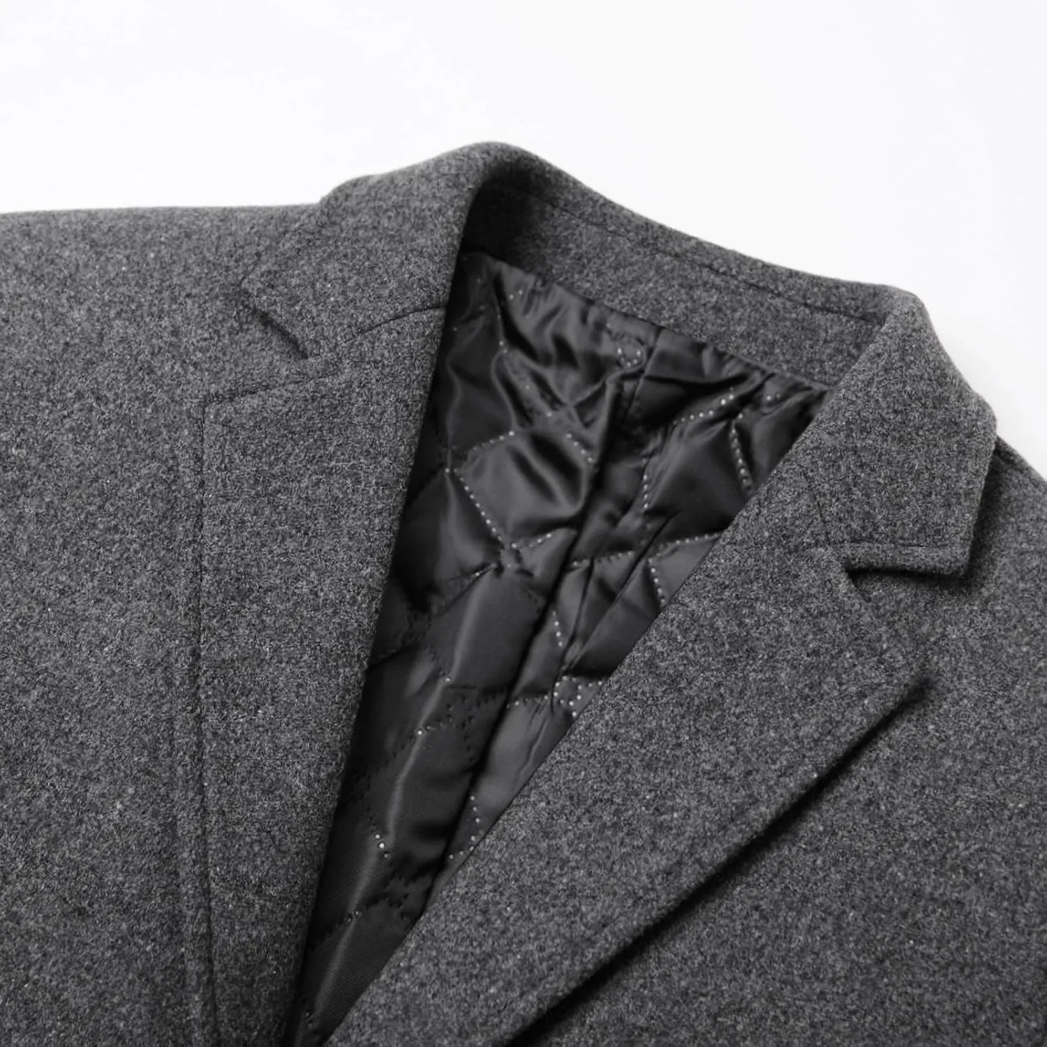 Zeiyignr Men's Classic Wool Trench Coat Single Breasted Mid Long Wool Blend Top Pea Coats Jackets Business Casual Overcoat